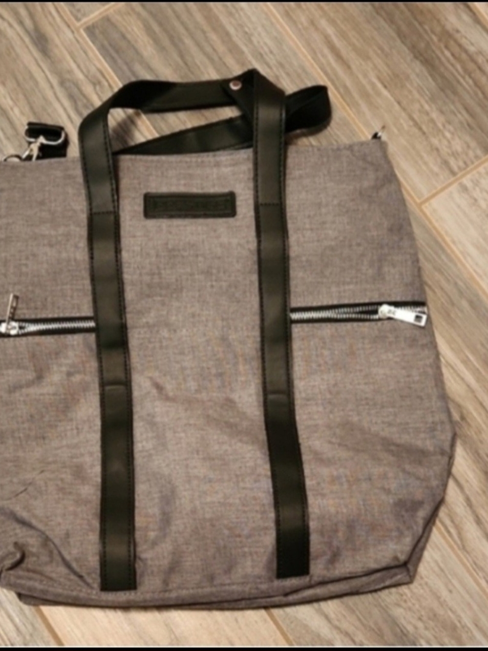 Grey Tote Bag with Black Trim